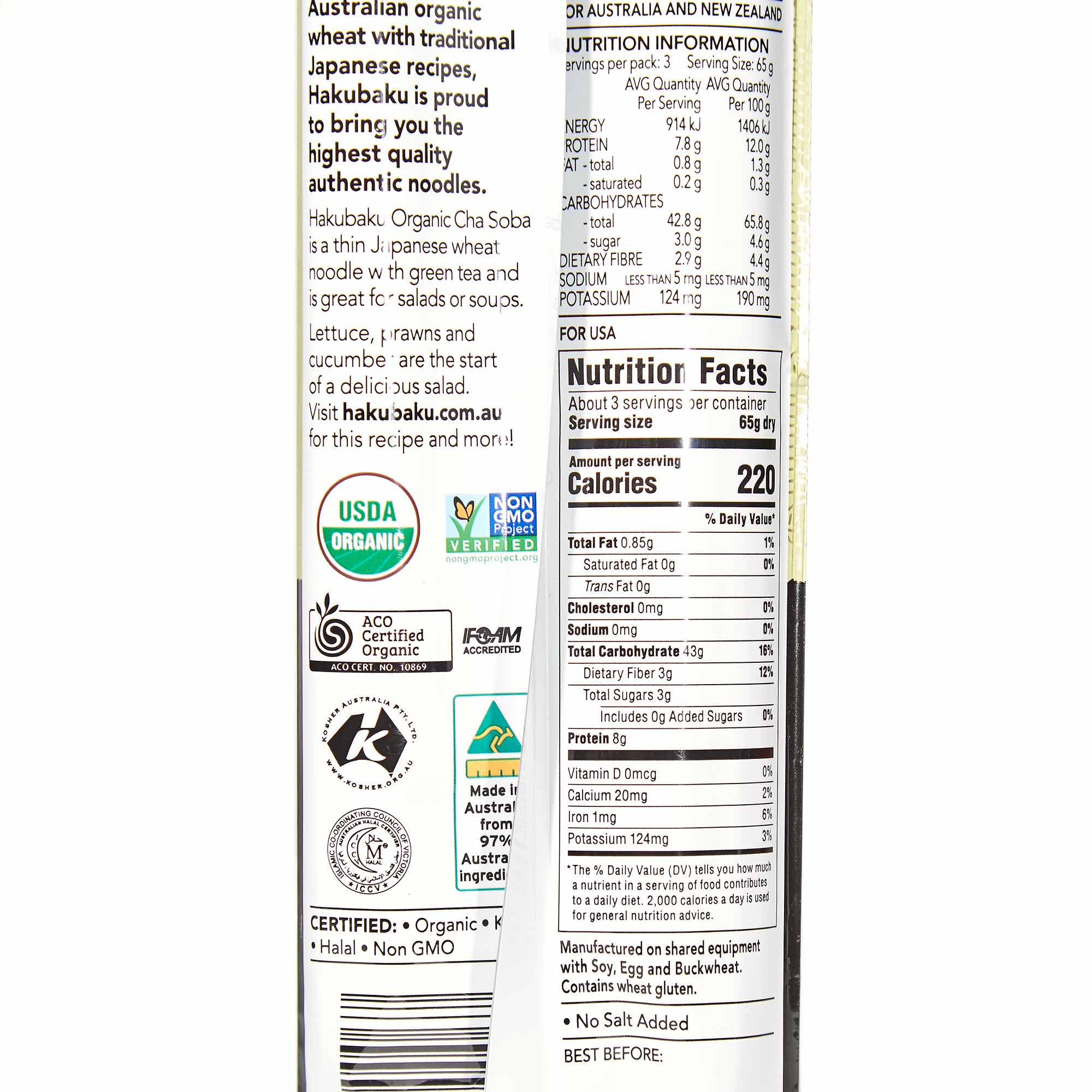 Hakubaku Organic Cha Soba Green Tea Noodles - Image 3